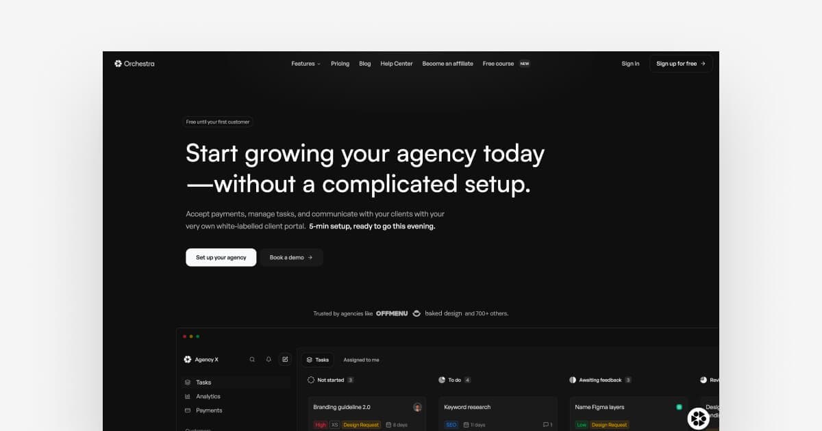 Orchestra dashboard interface