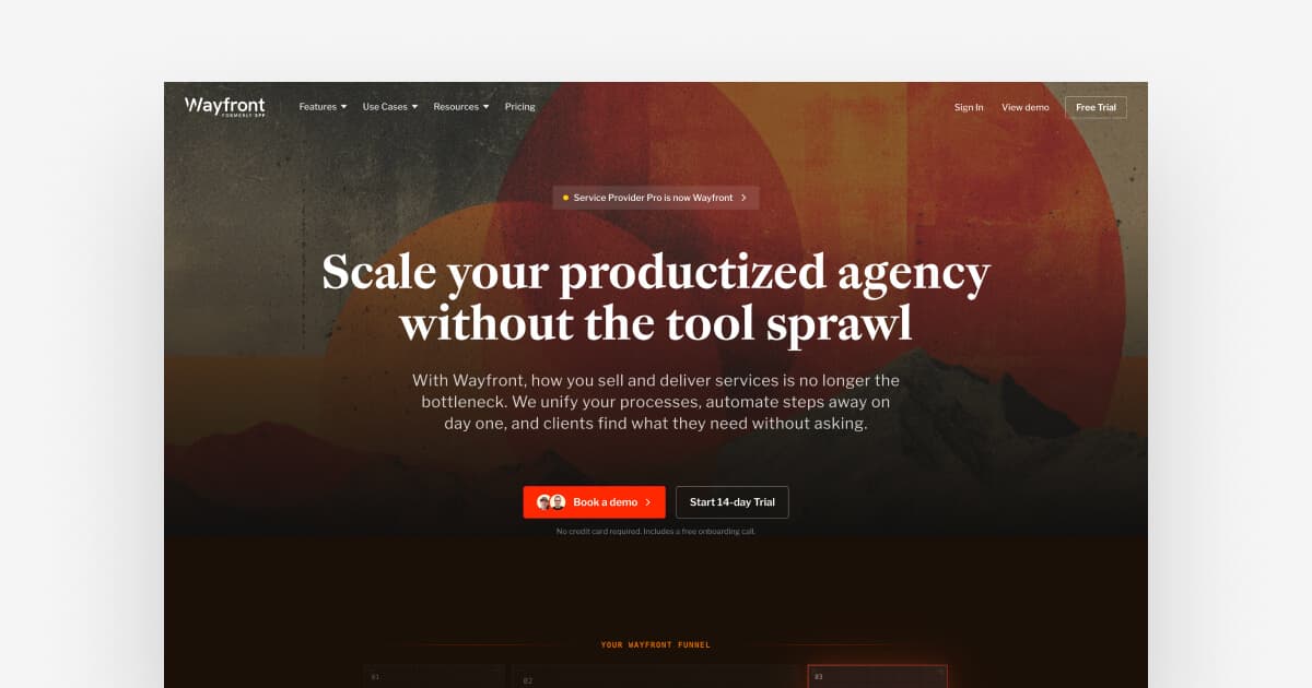 Wayfront dashboard interface